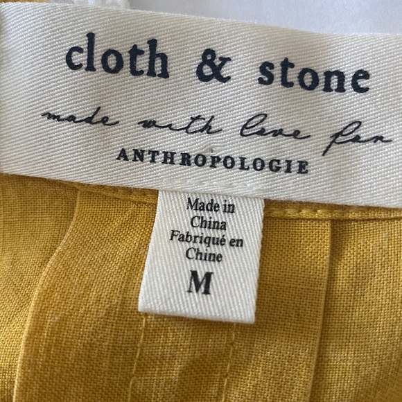 Anthropologie Cloth & Stone sleeveless top.  Dark yellow button front detail M - Picture 6 of 8